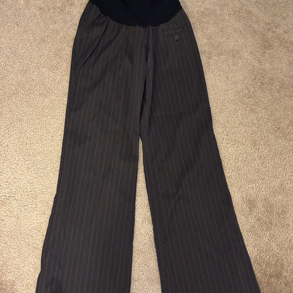 Motherhood Maternity Gray and Pink Pinstripe Pantsuit